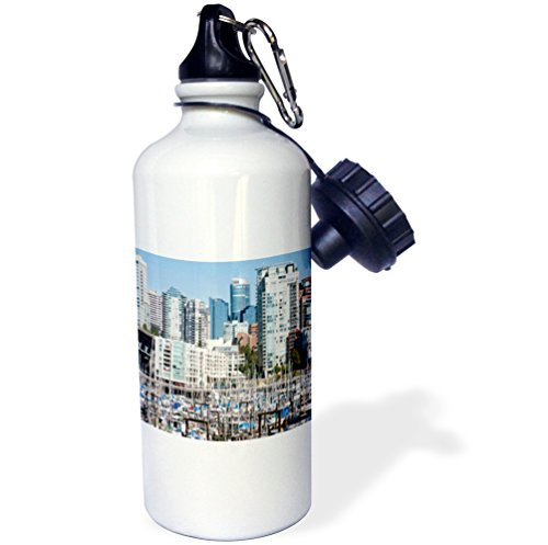 3dRose wb_73219_1"Marina on False Creek, Downtown Vancouver, BC, Canada-CN02 TWE0055 E. O. Reed" Sports Water Bottle, 21 oz, White