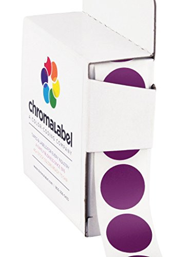 ChromaLabel 3/4 Inch Round Permanent Color-Code Dot Stickers, 1000 per Dispenser Box, Purple