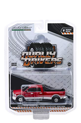 2018 Dodge Ram 3500 4x4 Big Horn Pickup Truck Harvest Edition Red Dually Drivers Series 2 1/64 Diecast Model Car by Greenlight 46020 D