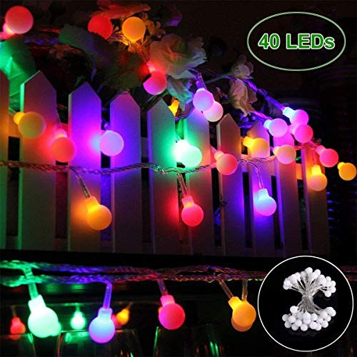 Globe String Lights Battery,GreenClick Battery String Lights 40 LEDs 14.8ft Multicolor String Lights 8 Modes LED Decorative Lights Waterproof Ball Lights for Patio Garden Xmas Party Wedding