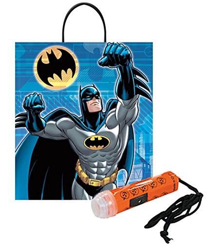 "Batman" Inspired Happy Halloween Trick or Treat Candy Loot Bag!! Plus Bonus "Safety First" Mini Halloween Flashlight Necklace!