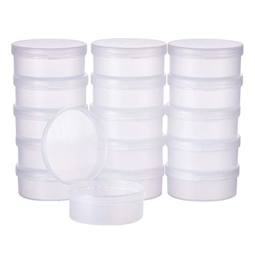 BENECREAT 16 Pack Round Frosted Plastic Bead Storage Containers Box Case with Flip-Up Lids for Items,Pills,Herbs,Tiny Bead,Jewerlry Findings, and Other Small Items - 2x0.9 Inches