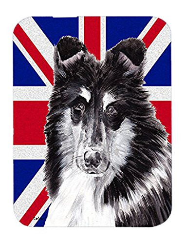 Caroline's Treasures Black and White Collie with English Union Jack British Flag Mouse Pad/Trivet (SC9885MP)