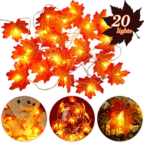 Thanksgiving Decorations Fall Decor Fall Garland Maple Leaf Light 20LED Fall Decorations for Home Halloween Decor Fall Leaves Autumn Indoor Garden Wedding String Lights Battery Powered