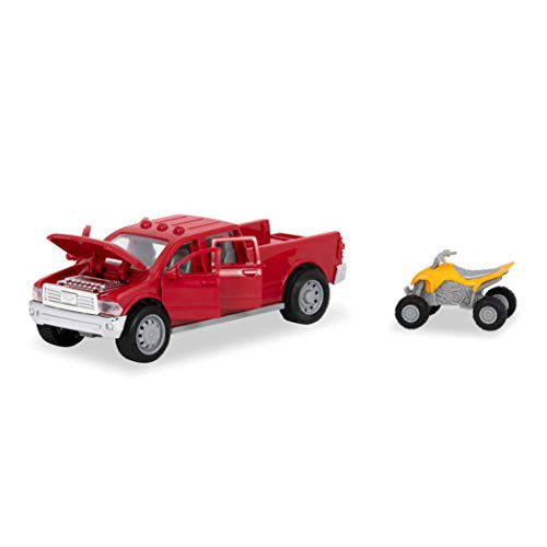 Driven by Battat  Micro Pick-Up Truck  Toy Pickup Truck with Lights, Sounds & A Toy ATV for Kids Aged 3+