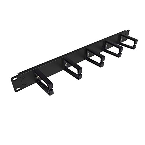 Jingchengmei 19-Inch 1U Metal Horizontal Rackmount Cable Manager with 5 Plastic D-Rings