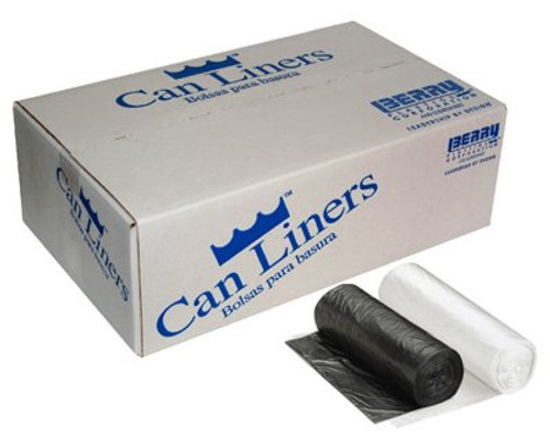 Berry Plastics HR334016N Rhino-X High Density Polyethylene Coreless Roll Can Liner, 33 gallon Capacity, 16 micron Thick, 40' Length x 33' Width, Natural (Case of 250) Berry Plastics HR334016N Rhino-X High Density Polyethylene Coreless Roll Can Liner, 33 gallon Capacity, 16 micron Thick, 40' Length x 33' Width, Natural (Case of 250)