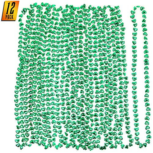 Skeleteen Green Shamrock Beads Necklaces - St Patrick's Day Irish Clover Bead Necklace Party Favors Pack - 1 Dozen