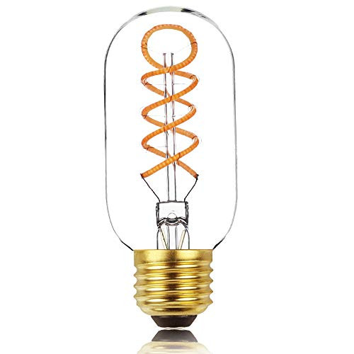 TIANFAN Led Bulbs Edison Bulb Vintage Light Bulb T14/T45 Spiral Filament 4W Dimmable Decorative Light Bulb (Clear)