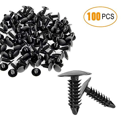 ZYHW Bumper Fastener Rivet Clips Fender& Bumper Shield Retainer for GM Saturn Plastic Nylon Black Retainer Auto Body Clips 8mm Hole 100PCS