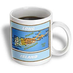 3dRose Framed Map of Long Island Ceramic Mug, 15-Ounce