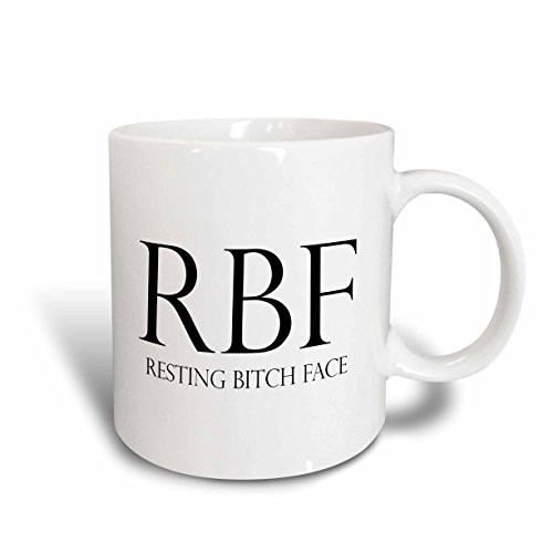 3dRose 234649_2""RBF RESTING BITCH FACE" Ceramic Mug 15 oz White