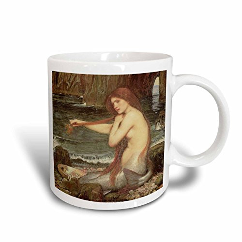 3dRose mug_127294_2 A Mermaid By John William Waterhouse Ceramic Mug, 15-Ounce