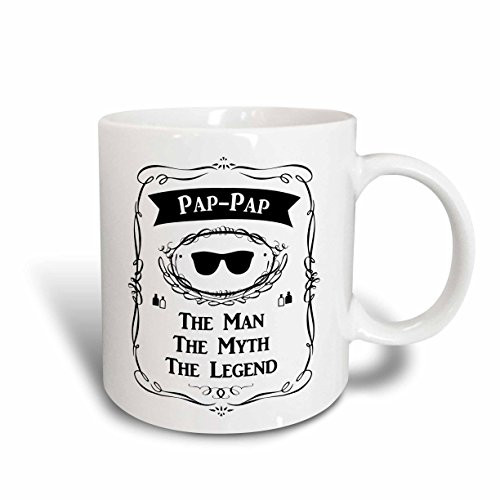 3dRose 232457_2 Pap The Man The Myth The Legend papap fun grandpa nickname gift Ceramic Mug, 15 oz, White