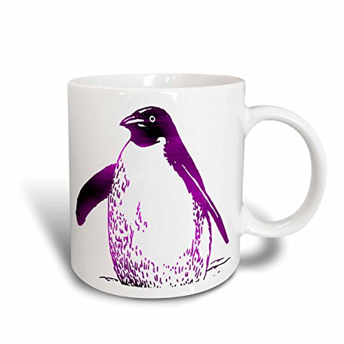 3dRose Purple Penguin Birds Animal Art Ceramic Mug, 15-Ounce