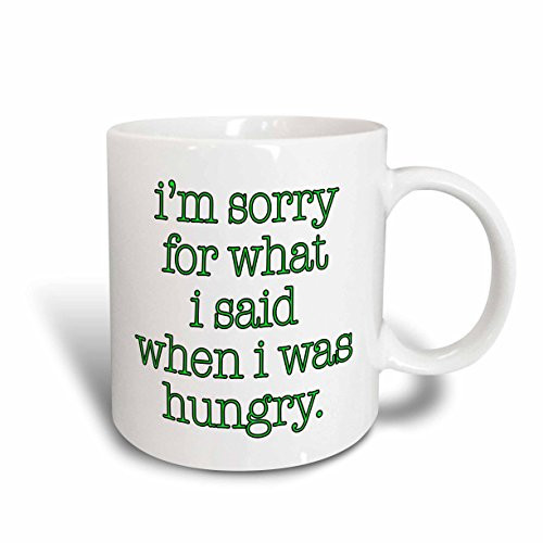 3dRose mug_171958_2 Im Sorry for What I Said When I Was Hungry, Lime Green Ceramic Mug, 15-Ounce