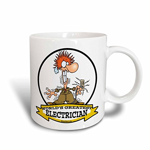 3dRose mug_103149_2 Funny Worlds Greatest Electrician Cartoon Ceramic Mug, 15-Ounce