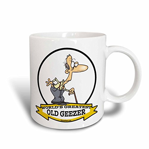 3dRose 103406_2 Funny Worlds Greatest Old Geezer Cartoon Ceramic Mug 15 oz White