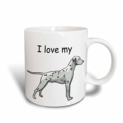 3dRose mug_129053_2 Cute and Cuddly Canine I Love My Standing Dalmation Ceramic Mug, 15-Ounce