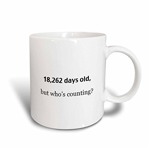 3dRose 18,262 Days Old, But Who? Counting Happy 50th Birthday Ceramic Mug, 15-Ounce