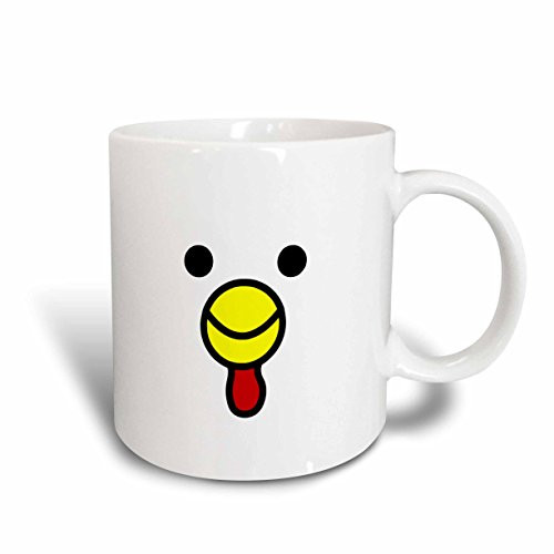 3dRose mug_2 8487_2 Cute Chicken Face White Ceramic Mug, 15-Ounce