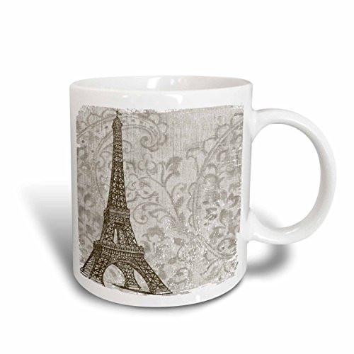 3dRose mug_99405_2 Vintage Eiffel Tower French Art Ceramic Mug, 15-Ounce