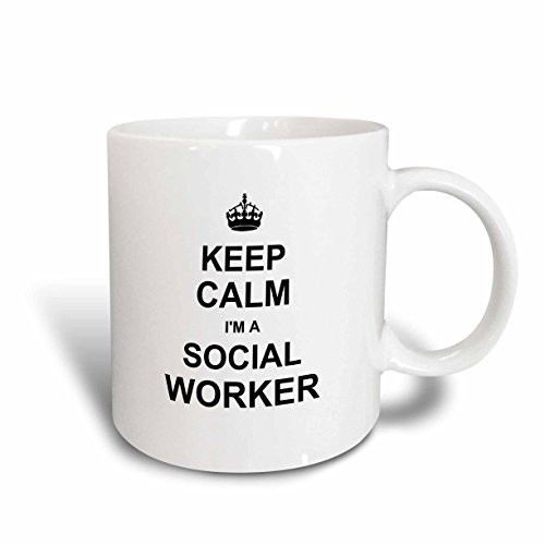 3dRose 194473_2""Keep Calm I'm a Social Worker - job pride - funny profession work gift" Ceramic Mug, 15 oz, White