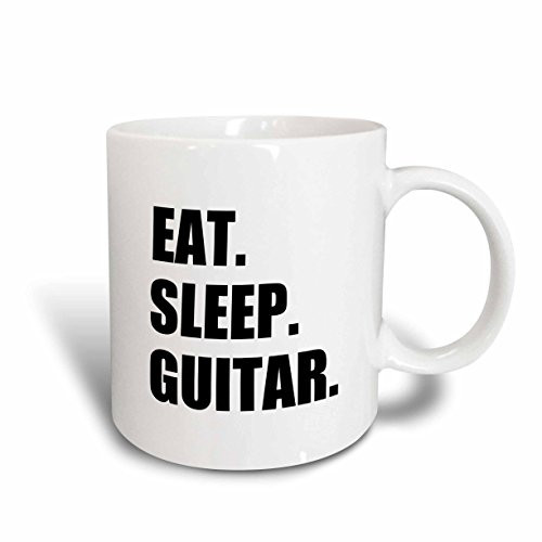 3dRose mug_180408_2 Eat Sleep Guitar fun text gifts for guitarist musicians music player Ceramic Mug, 15 oz, White
