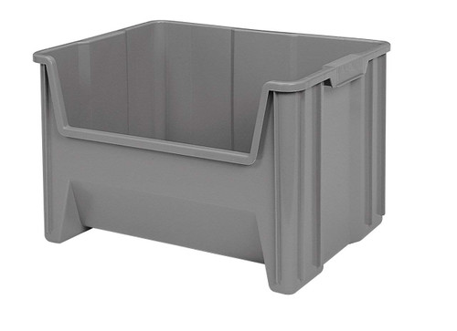 Akro-Mils 13017 Stak-N-Store Stacking Hopper Front Plastic Storage Bin, Grey, Case of 3
