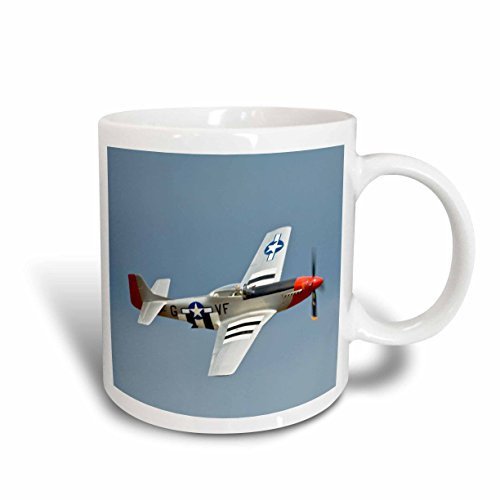 3dRose P-51D Mustang Fighter WWII War Plane US50 BFR0014 Bernard Friel Ceramic Mug, 15-Ounce