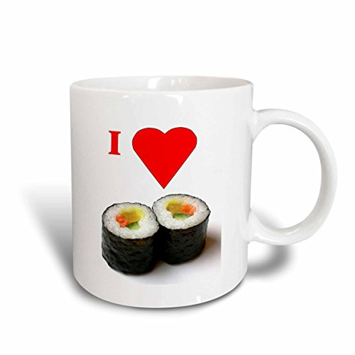 3dRose mug_60718_2 I Love Sushi Ceramic Mug, 15-Ounce