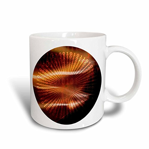 3dRose Cyberspace 0101010 Binary Code Rays Ceramic Mug, 15-Ounce