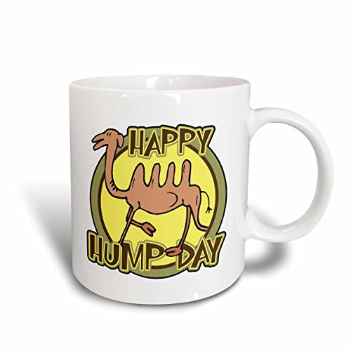3dRose 159497_2 Funny Happy Hump Day Camel Cartoon Design Mug, 15 oz, Ceramic