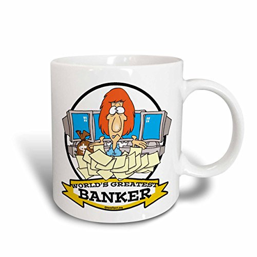 3dRose mug_102955_2 Funny Worlds Greatest Banker Occupation Job Cartoon Ceramic Mug, 15-Ounce