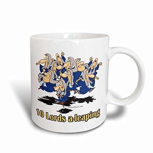 3dRose mug_104422_2 Ten Lords A-Leaping Ceramic Mug, 15-Ounce
