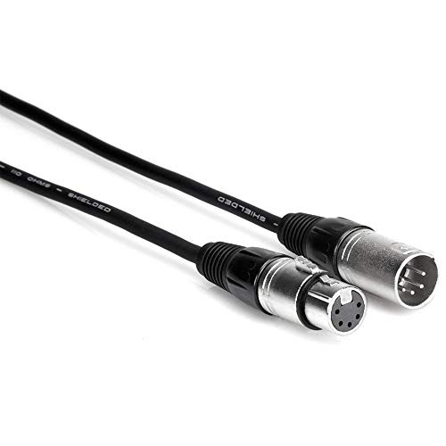 Hosa DMX-505 5-Pin 2-Conductor XLR5M to XLR5F DMX-512 Cable, 5 Feet