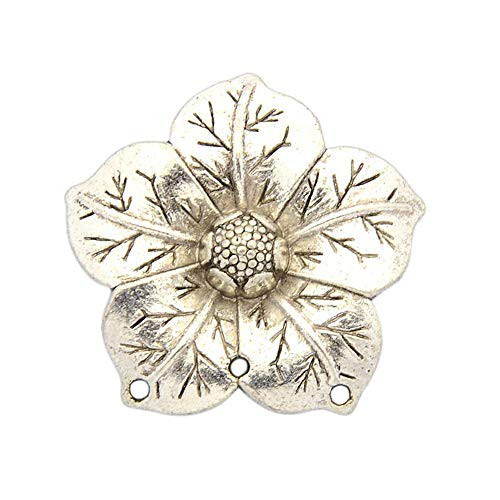 PH PandaHall 10pcs Alloy Flower Chandelier Components Links Tibetan Style Charm Connector Antique Silver Bail Pendant for Dangle Earrings Jewelry Making 36x37x7mm
