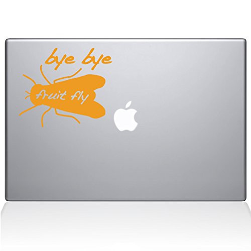 The Decal Guru 1032-MAC-12M-SY Bye Bye Fruit Fly Vinyl Sticker, 12" Macbook, Yellow