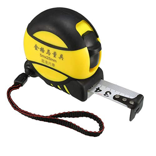 uxcell 5M Long Measuring Tape Plastic Round Shell Retractable Measure Tape Yellow,Black