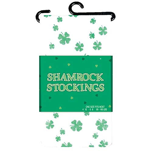 amscan St. Patrick's Day Green Shamrock White Stockings | Party Accessory I 6 Ct