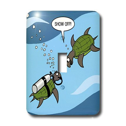3dRose lsp_5289_1 Sea Turtle SCUBA Showing Off Underwater Single Toggle Switch