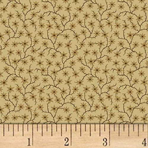 Windham Fabrics JJJ Shirtings Flower Vine Cream Fabric by The Yard,
