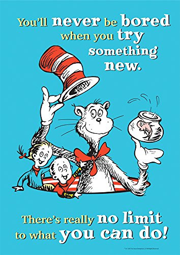 Eureka Dr. Seuss Cat in The Hat 'Try Something New' Classroom Poster, 13'' W x 19'' H