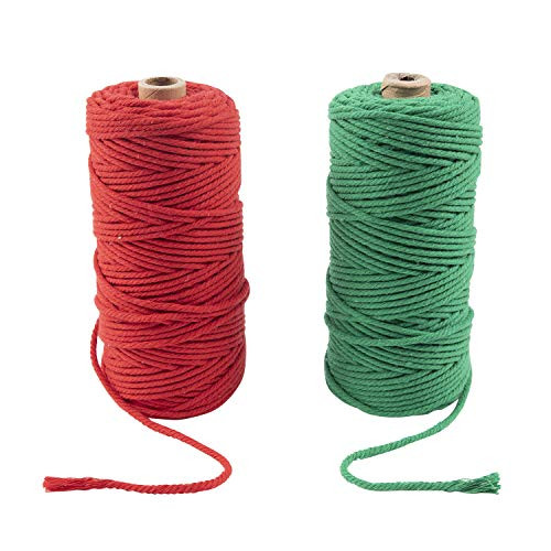 656 Feet Green and Red Cotton Twine,Cotton Bakers Twine,Christmas Gift Wrapping Twine String,Cotton Cord Kitchen Twine (Green Red)