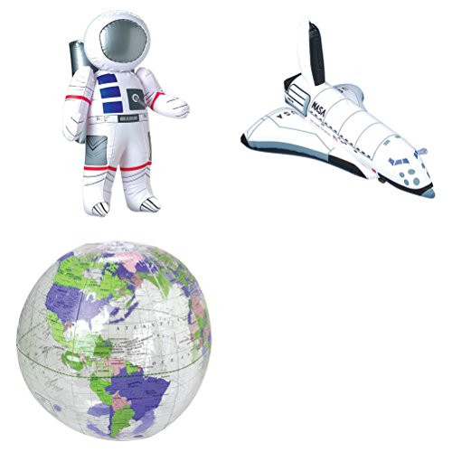 Novelty Treasures Fun Space Trio Inflate Set Astronaut, Space Shuttle, and Globe