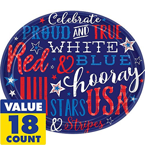 Amscan 7219501 Proud and True disposable-plates, 12" x 10", Multicolor