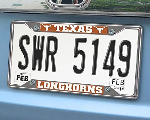 FANMATS  14826  NCAA University of Texas Longhorns Chrome License Plate Frame FANMATS  14826  NCAA University of Texas Longhorns Chrome License Plate Frame