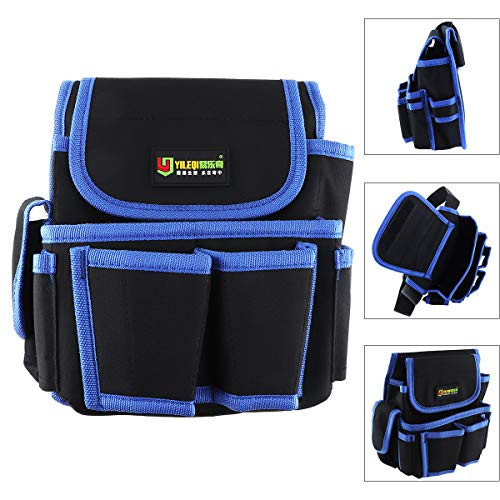 OriGlam Small Electrical Maintenance Tool Pouch Bag, Professional Technician Tool Pouch, Technician's Tool Holder Work Waist Tool Bag, Heavy Duty Tool Bag (4 Holes 2 Pocket)