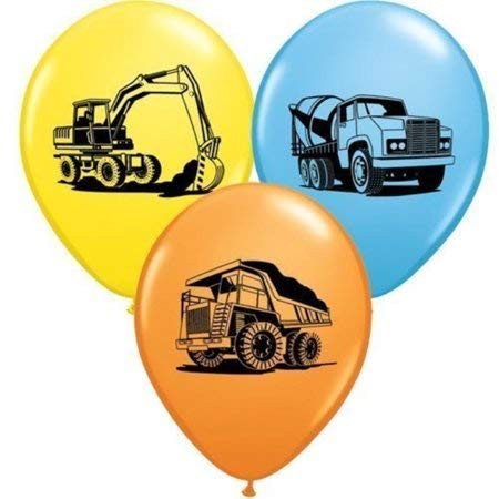 Big Dig Construction Zone Party Latex Balloons - Pack of 12