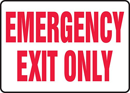 Accuform MEXT584VA Aluminum Safety Sign, Legend"Emergency EXIT ONLY", 7" Length x 10" Width, Red on White